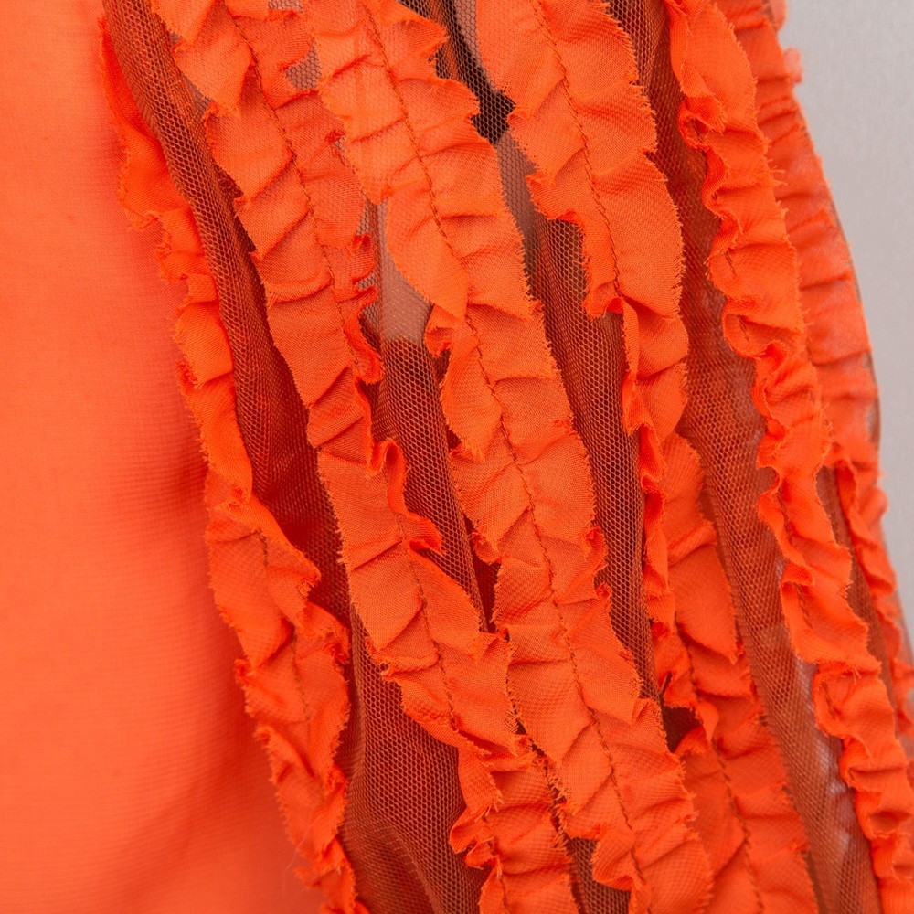 Boho sheer cutout balloon sleeve top 3/4 length sleeve rust orange Ryu S fall - Picture 8 of 10